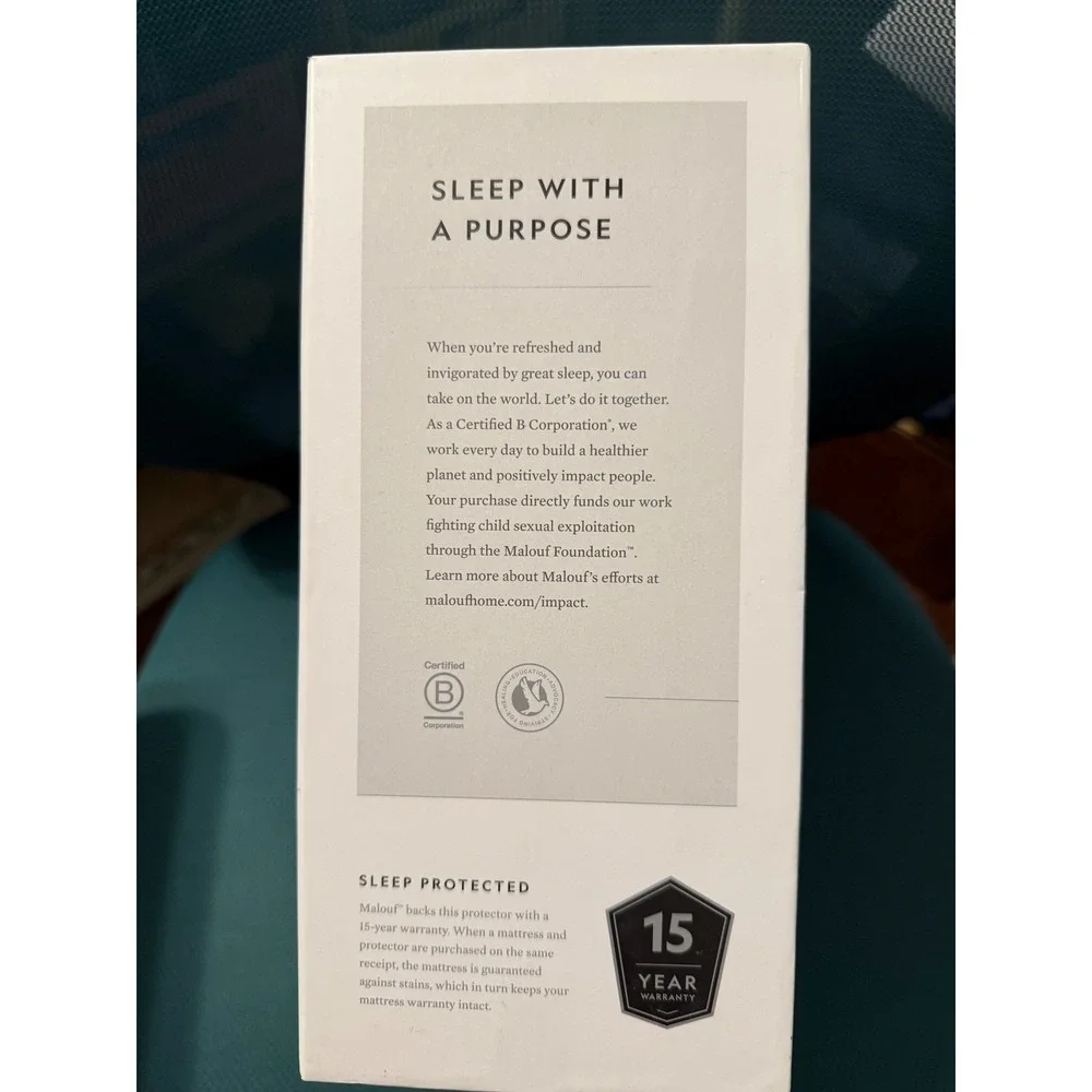 Malouf Five Sided Queen Mattress Protector Waterproof Hypoallergenic Deep Pocket